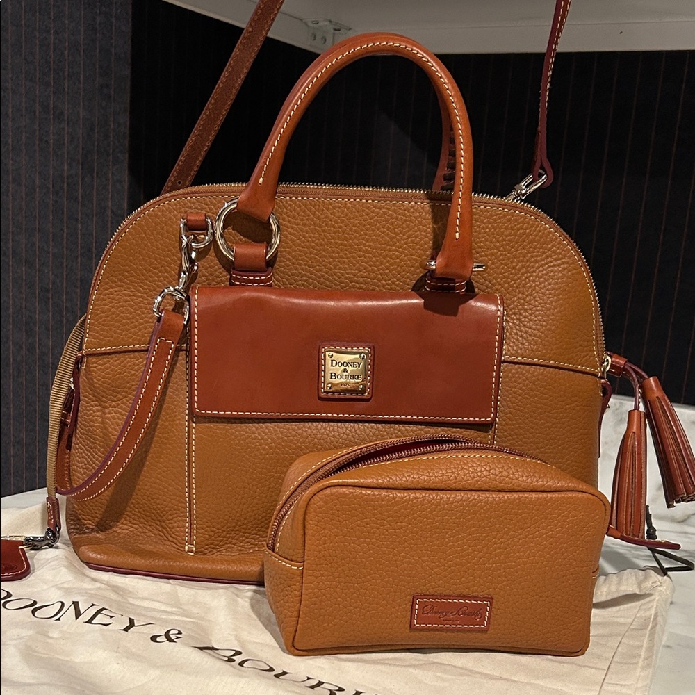 Dooney & Bourke Brown Leather Satchel and Pouch